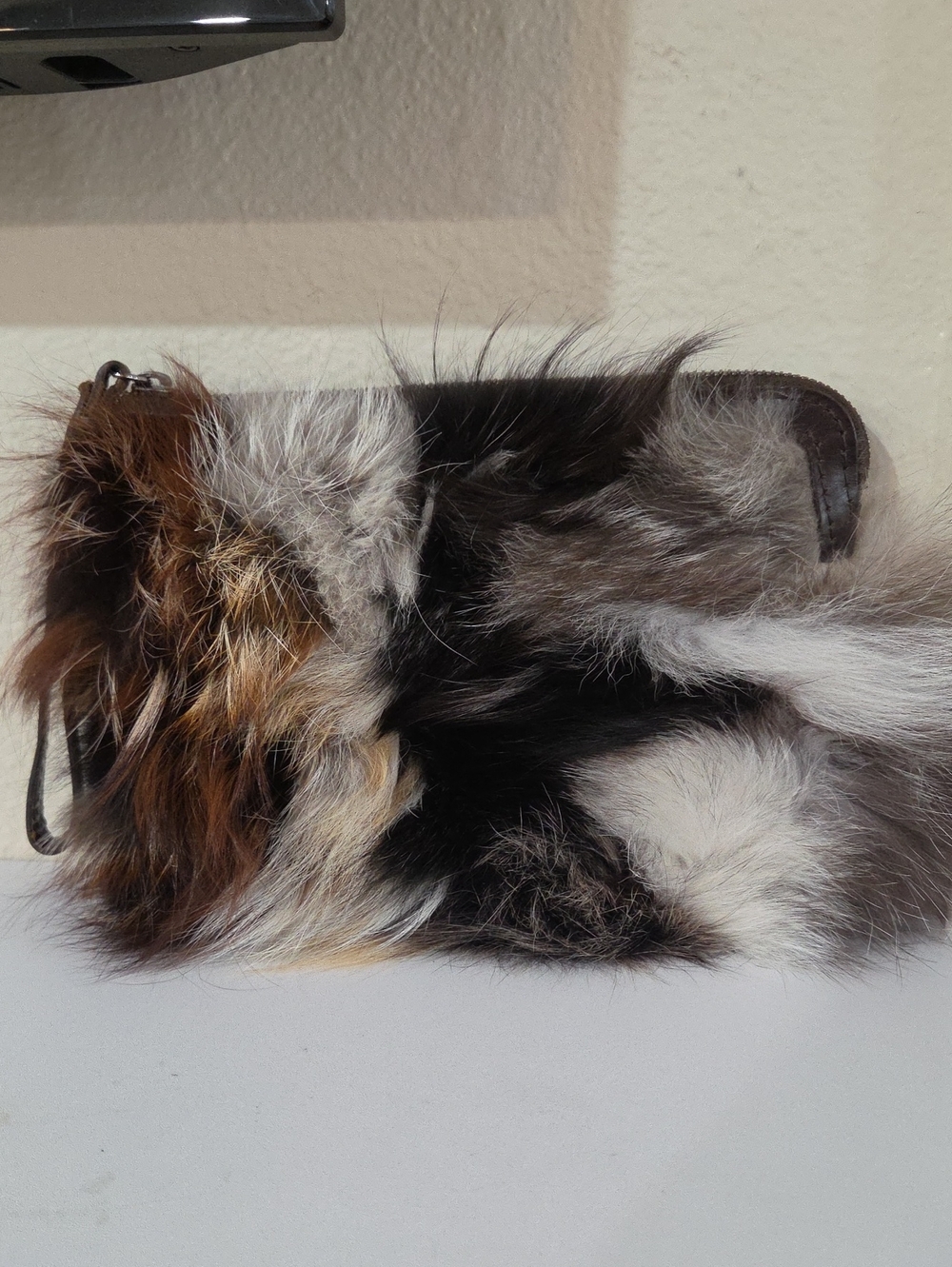 Patricia Nash Fur-Trim Wristlet Clutch in Mixed Brown and Black